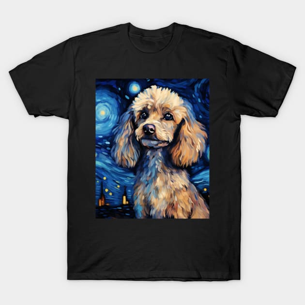 Creme Poodle Painted in Starry Night Style T-Shirt by NatashaCuteShop